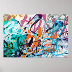 Affiche Peinture endommagée en béton, patinée, murale usée