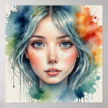 Peinture faciale féminine aquarelle