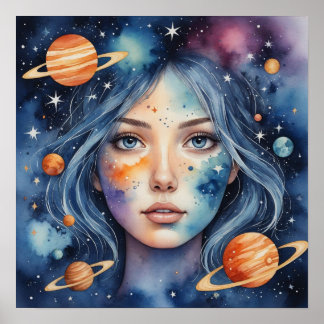 Affiche Peinture faciale féminine aquarelle