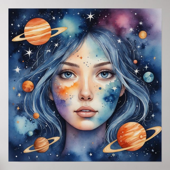 Affiche Peinture faciale féminine aquarelle (Devant)