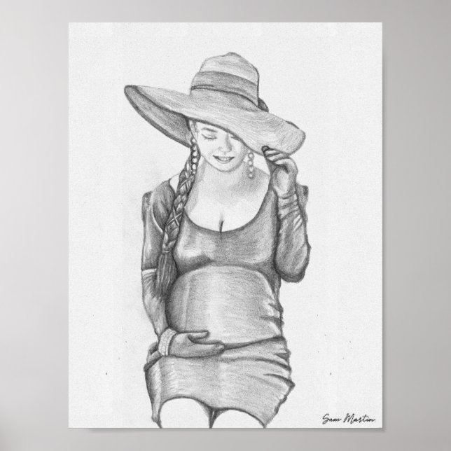 Affiche Peinture féminine enceinte Imprimer (Devant)