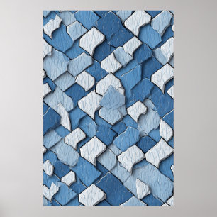 Affiche Peinture fissurée Abstraite : Surface Patinée bleu