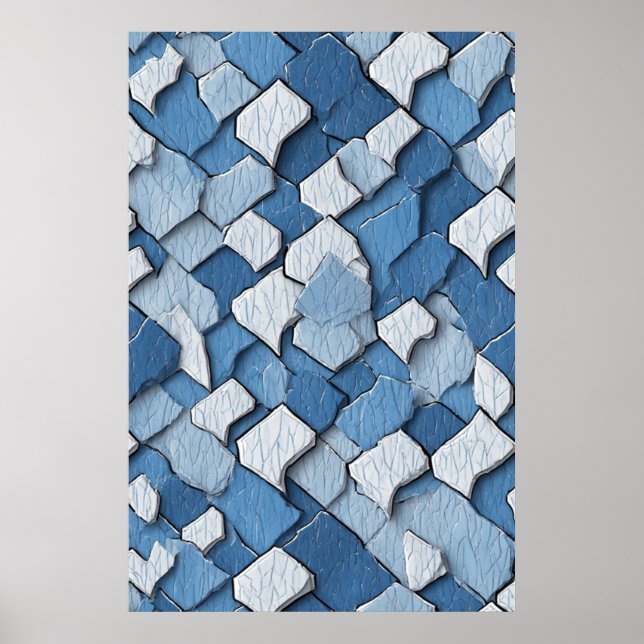 Affiche Peinture fissurée Abstraite : Surface Patinée bleu (Devant)