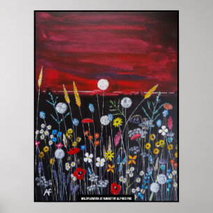 Affiche Peinture Fleurs sauvages au coucher du soleil par 