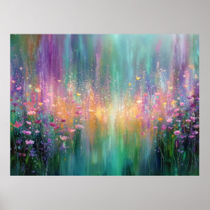 Affiche Peinture florale abstraite aux couleurs vives