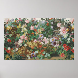 Affiche Peinture florale de fleurs colorées vintage jolies