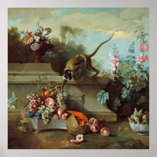 Affiche Peinture florale de singe extérieur