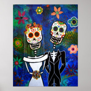 Affiche Peinture folklorique Mariage mexicaine