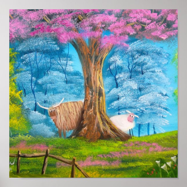 AFFICHE PEINTURE FOLLETTE DE SHEEP SHEEP DE LA VACHE HIGHL (Devant)