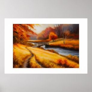Affiche Peinture forestière d'automne - Paysage d'automne
