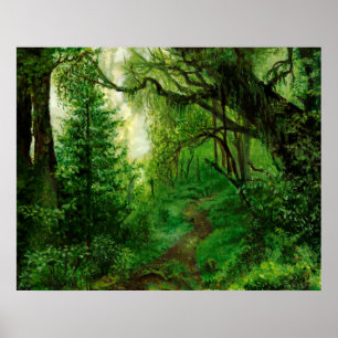 Affiche Peinture forestière d'été verte Imprimer par Nephe