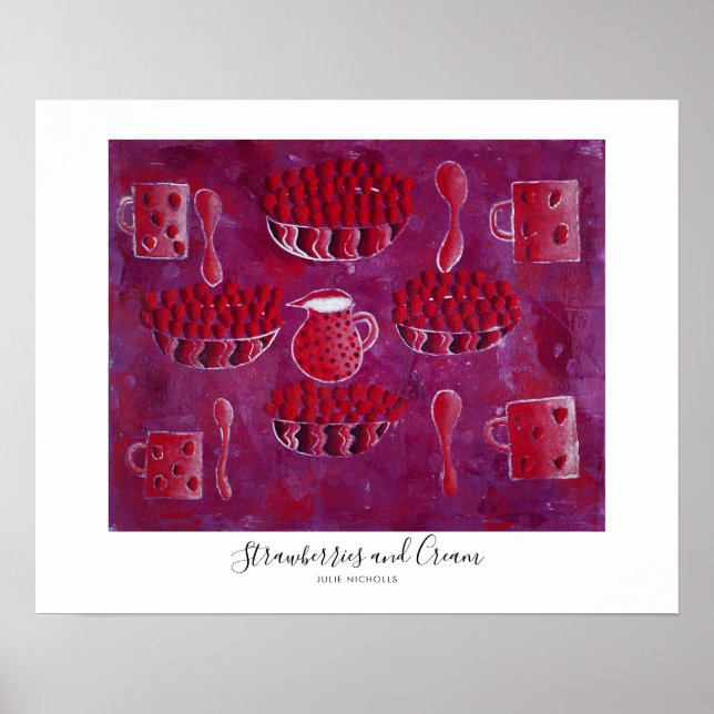 Affiche Peinture Fraises et Crème (Devant)