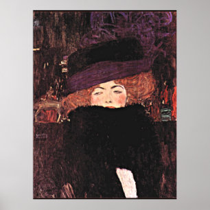 Affiche Peinture Gustav Klimt, Dame avec Casquette à fourr