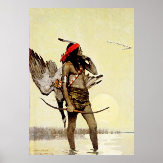 Affiche Peinture historique de NC Wyeth : Chasse d'Indien  (Devant)
