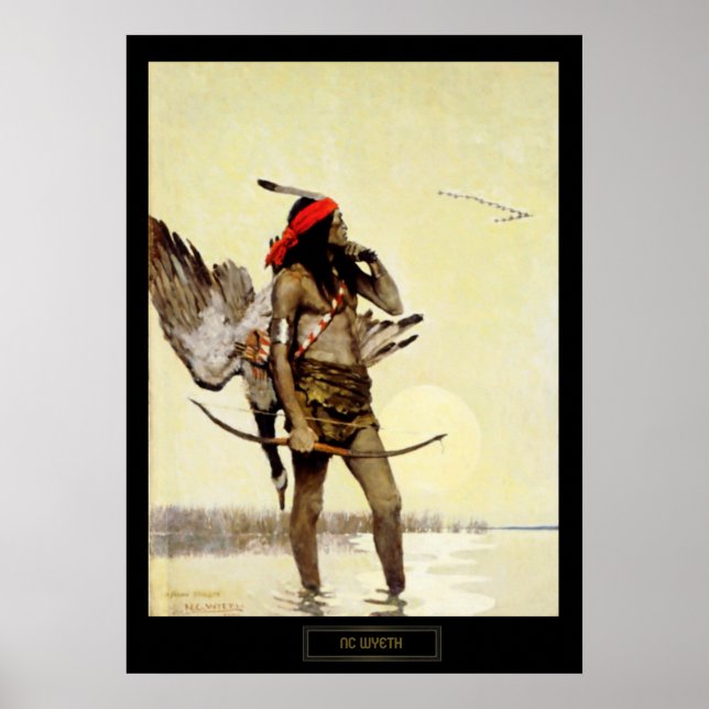 Affiche Peinture historique de NC Wyeth : Chasse d'Indien  (Devant)