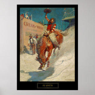 Affiche Peinture historique de NC Wyeth "Le Rodéo"