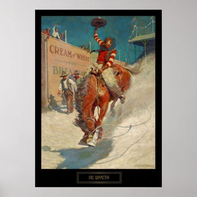 Affiche Peinture historique de NC Wyeth "Le Rodéo" (Devant)