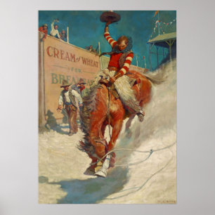 Affiche Peinture historique de NC Wyeth "Le Rodéo"
