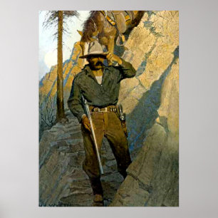 Affiche Peinture historique de NC Wyeth "Le shérif"