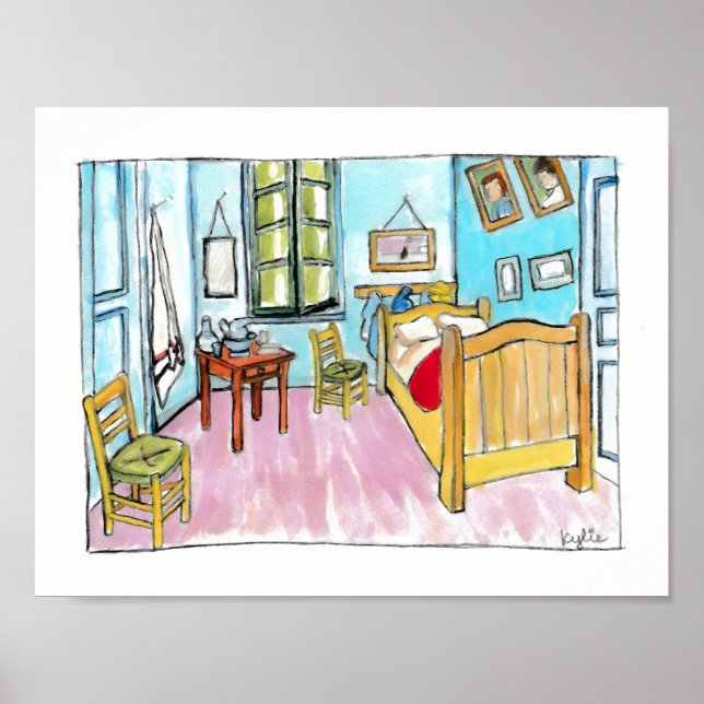 Affiche Peinture hommage à la chambre de Van Gogh par moi. (Devant)