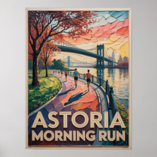 Affiche Peinture Impasto de la Course Matinale d'Astoria