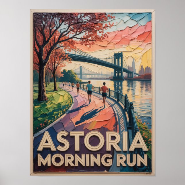Affiche Peinture Impasto de la Course Matinale d'Astoria (Devant)