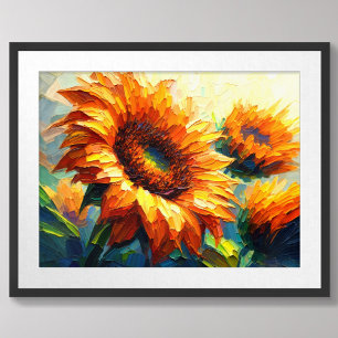 Affiche Peinture Impasto des tournesols