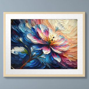 Affiche Peinture Impasto Fleur Abstraite Florale