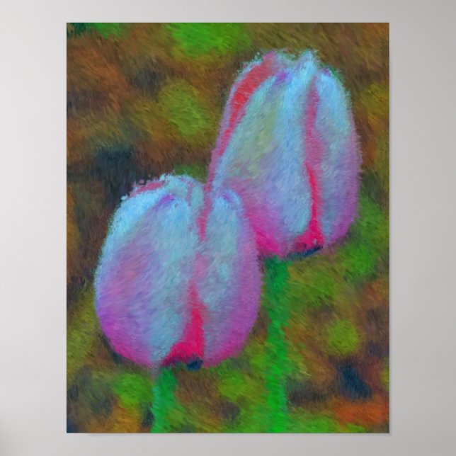 Affiche Peinture impressionniste de Tulipe rose (Devant)