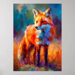 Affiche Peinture Impressionniste Renard Rouge Faune
