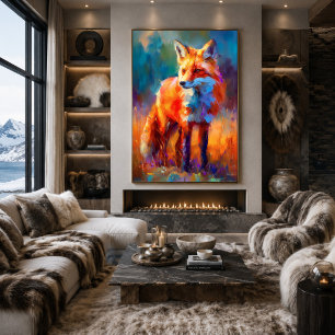 Affiche Peinture Impressionniste Renard Rouge Faune