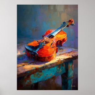 Affiche Peinture impressionniste violon art musical classi