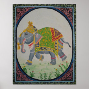 Affiche Peinture indienne des éléphants
