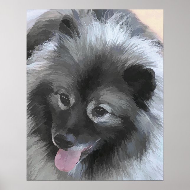 Affiche Peinture Keeshond Bailey - Cute Original Chien Art (Devant)
