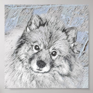 Affiche Peinture Keeshond Beth - Joli art original chien