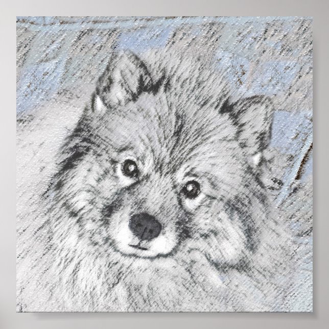 Affiche Peinture Keeshond Beth - Joli art original chien (Devant)