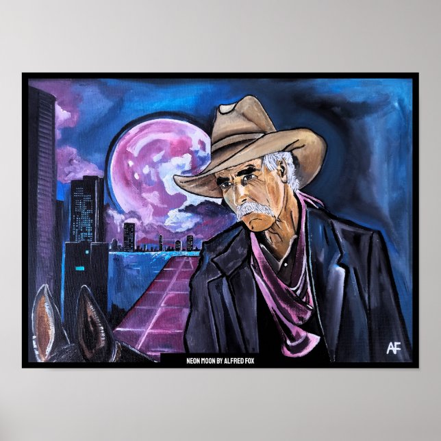 Affiche Peinture Lune Néon par Alfred Fox (Devant)