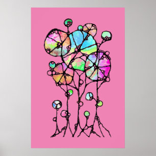 Affiche Peinture manuelle - Groupe d'arbres abstraits 3