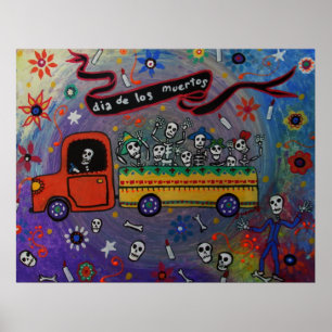 AFFICHE PEINTURE MEXICAINE DE FIESTA D'ART POPULAIRE