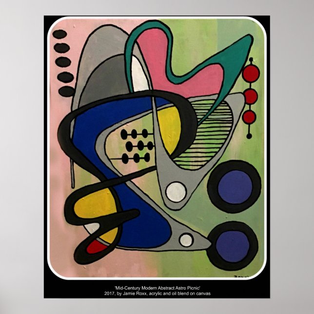 Affiche Peinture 'Mid Century Mod Abstrait, Astro Picnic' (Devant)