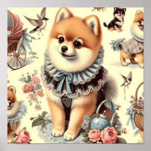 Affiche Peinture mignonne de Poméranie