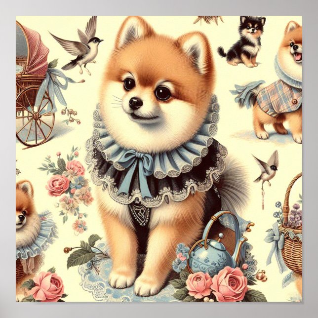 Affiche Peinture mignonne de Poméranie (Devant)