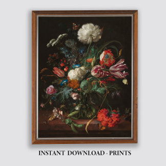 Affiche Peinture Moody Floral Oil, Antique Dark Still Life