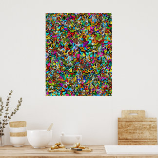 Affiche Peinture mosaïque colorée abstraite vibrante