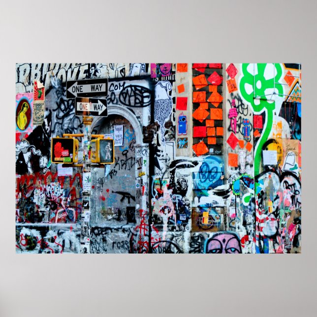 AFFICHE PEINTURE MUR MULTICOLORÉE (Devant)