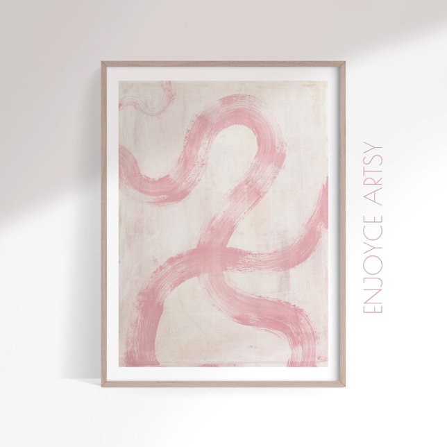 Affiche Peinture murale abstraite rose verdoyante minimale (Créateur téléchargé)