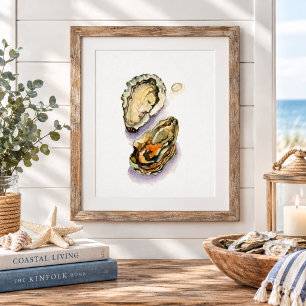 Affiche Peinture murale aquarelle rustique de coquilles d'