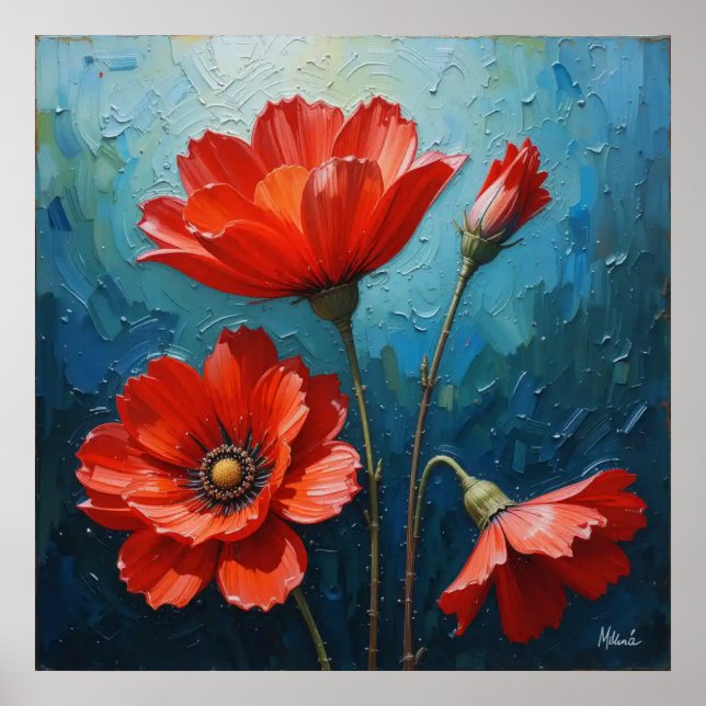Affiche Peinture murale décorative - Peinture à l'huile fl (Devant)