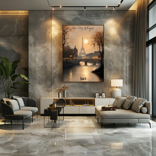 Affiche Peinture murale minimaliste Paris Skyline - Tons d