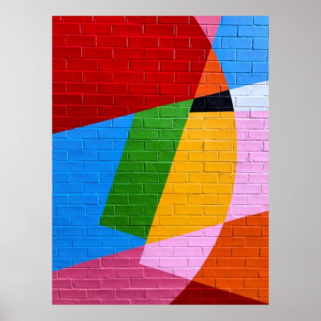 Affiche Peinture murale rose et jaune (Devant)